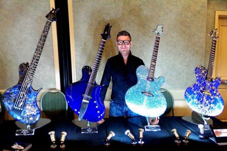The art of Jens Ritter exposed on Floating Guitar Stands | Aclam Guitars